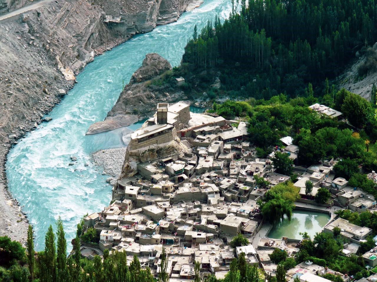 The aerial view of Altit Village, Hunza