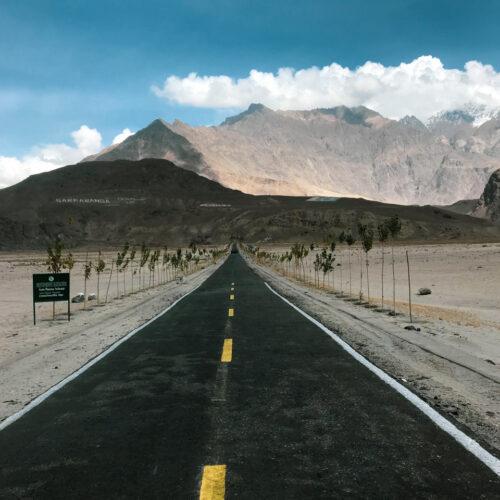 Expanses of sand dunes rifted by magnificent Shigar road