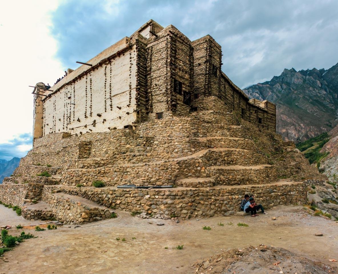 The tree floor building of Baltit Fort standing on a rock