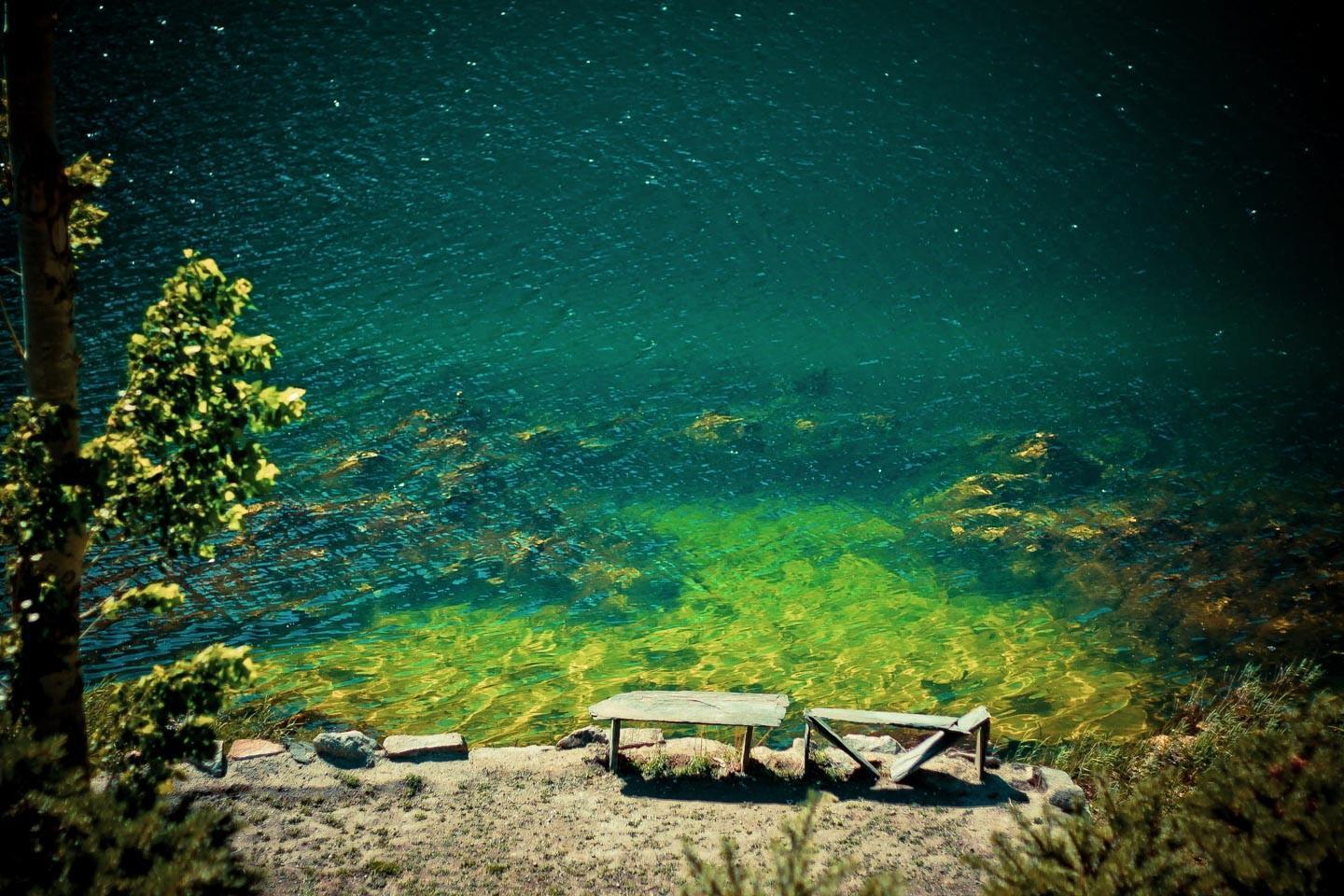 Emerald green Borith Lake, Hunza, Gilgit Baltistan
