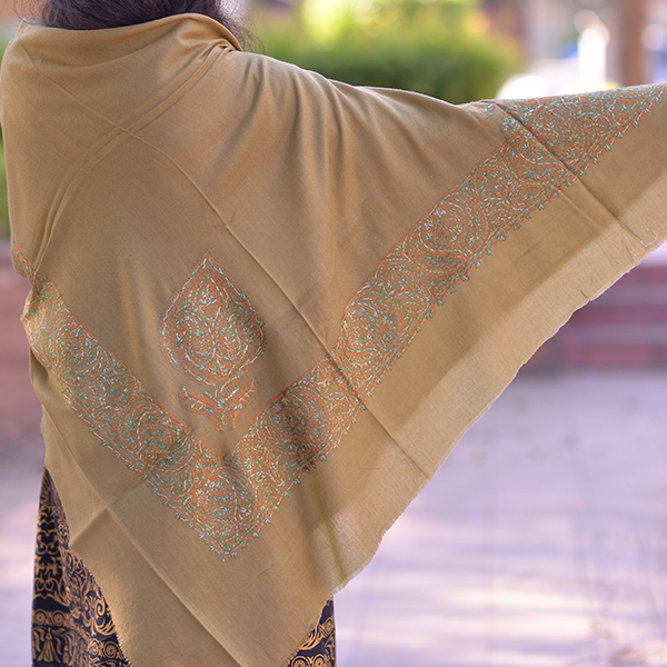 Ash Brown Pashmina Classic Embroidered Scarf image