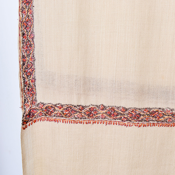Pashmina Classic Svelte Embroidered Border shawls-Sandy Beige Image