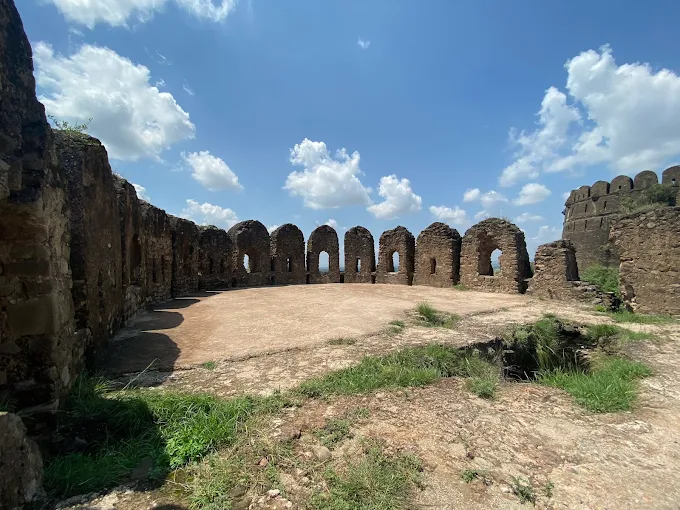 Close detail of a bastion and fortified wall of Rohtas Fort